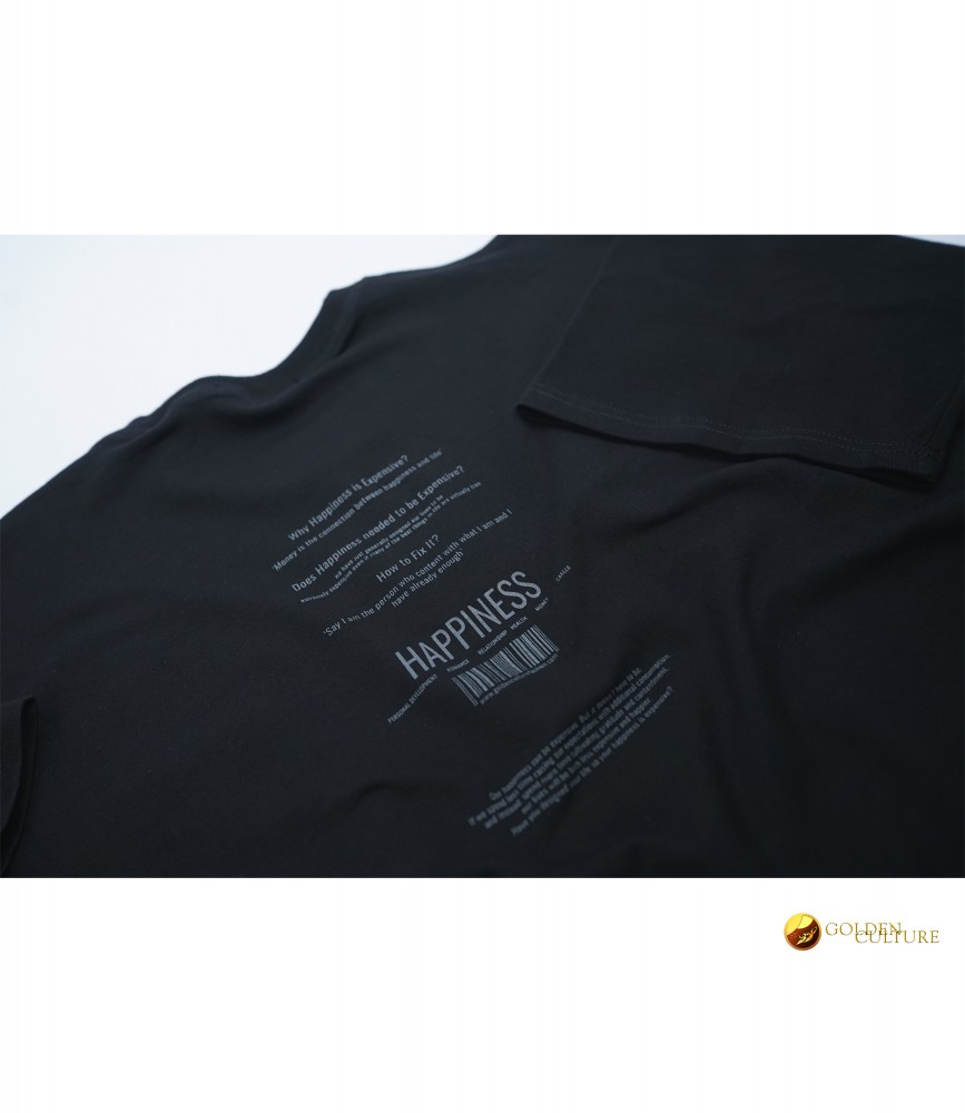 HAPPINESS IS EXPENSIVE Pockets Oversized T-Shirt (Black)